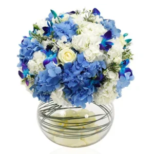 Dazzling Hydrangea with Orchid in Fish Bowl - EID Ramadan - Flowers of Dubai