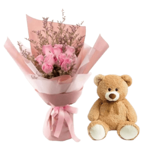 Desperate Pink and Teddy Bear - Flowers & Toy - Flowers of Dubai