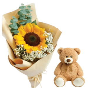 Happy Face Bunch and Teddy Bear - Flowers & Toy - Flowers of Dubai