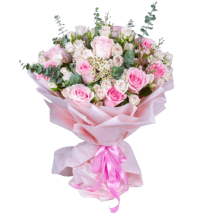 Pink Hand Bouquets - Pretty Faced - Mothers Day - Flowers of Dubai