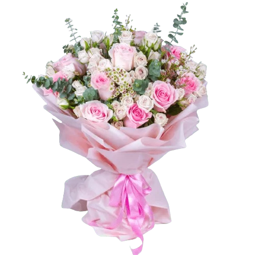 Pink Hand Bouquets - Pretty Faced - Mothers Day - Flowers of Dubai