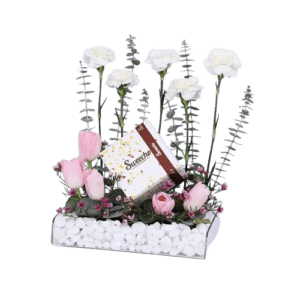 Soft Flower and Chocolate Arrangement - Combos Flowers - Flowers of Dubai