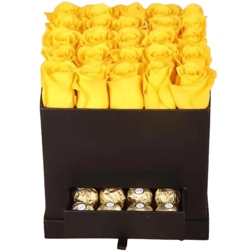 Black Box of Love 25 Yellow Roses