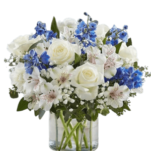 Blue and White Flower Arrangement - Fresh Flowers Arrangements - Best Online Flower Delivery - Flowers of Dubai