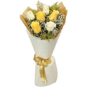 Bright Yellow and White Roses Bouquet