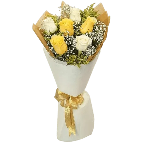 Bright Yellow and White Roses Bouquet