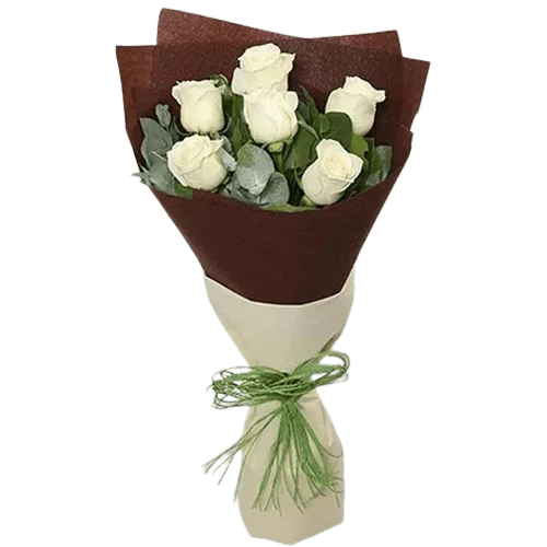 Charming White Roses Bouquet Standard