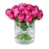 Dark Pink Roses in Glass Vase - Fresh Flowers Arrangements - Best Online Flower Delivery - Flowers of Dubai