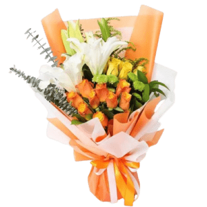 Floral Blessings Bouquet Orange - Flower Bouquet - Best Online Flower Delivery - Flowers of Dubai