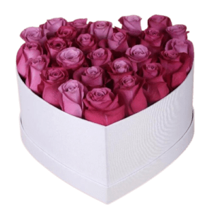 Magnificent Lavender Roses In Heart Shape Box