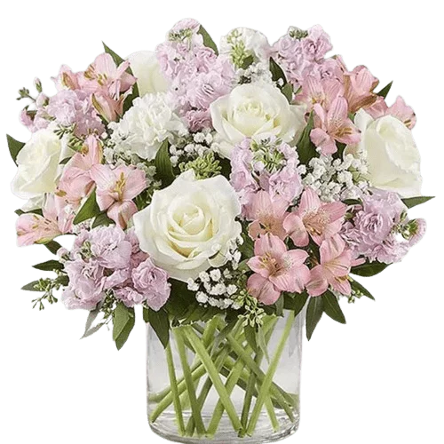 Pink and White Flower Arrangement - Fresh Flowers Arrangements - Best Online Flower Delivery - Flowers of Dubai