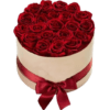 Red Roses in White Round Box