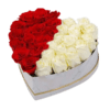 White N Red Roses in Heart Shape Box