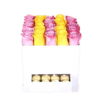 Yellow N Purple Roses in White Square Box