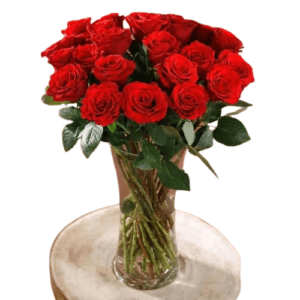 20 Red Roses in a Glass Vase