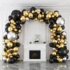 Gold & Black & Silver Balloon Arch