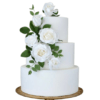 Three Tiered White Wedding Floral Cake