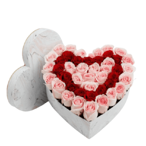 Pink And Red Roses Heart Shape Box Dubai