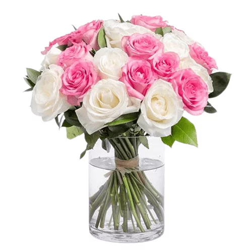 Pink And White Roses Vase Dubai