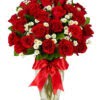 Red Roses With Asters Vase Dubai