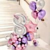 Pink & Purple Age Birthday Balloon Arrangement