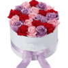 Assorted Roses in White Round Box