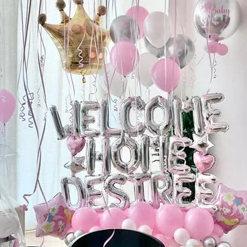 'Welcome Home' Baby Girl Balloon Arrangement