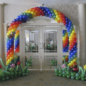 Colorful Balloon Arch with Garden