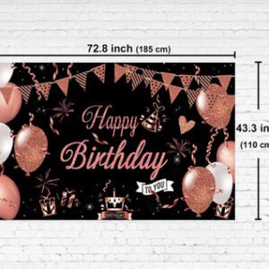 Rose Gold Happy Birthday Banner