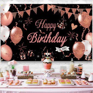 Rose Gold Happy Birthday Banner