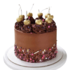 Swiss Chocolate Black Forest Cake with Gold Cherries