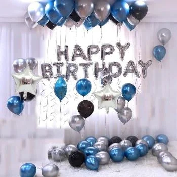 Blue & Silver Birthday Balloons