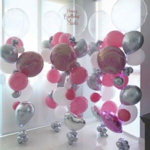 Trendy Pink & White Balloon Bouquet