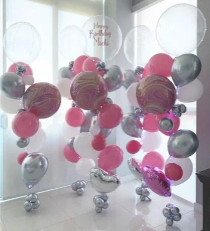 Trendy Pink & White Balloon Bouquet