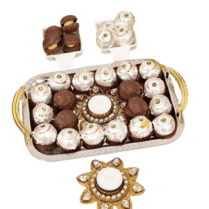 Diwali Sweets and Chocolates Silver Platter