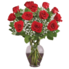 Elegant 12 Roses In Vase