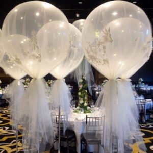 White Tulle Balloon Centerpiece