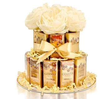 Godiva Pearls Floral Gift Tower