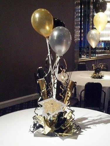 Gold Balloon Graduation Celebration Table Centerpiece