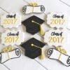 Chic White, Black & Yellow Graduation Cookies