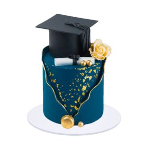 Blue & Gold Graduation Cake