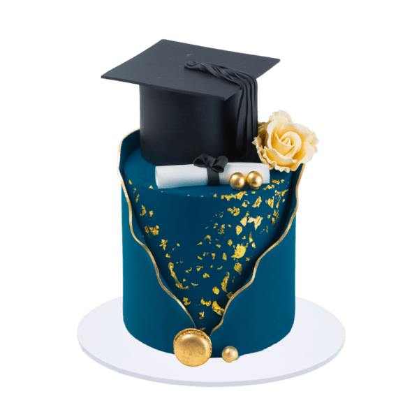 Blue & Gold Graduation Cake