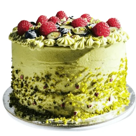 Pistachio Cake with Nuts & Berries