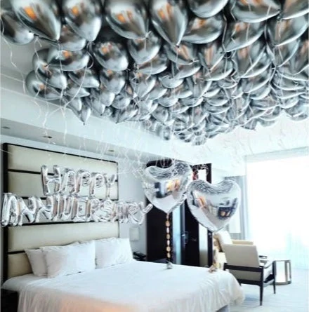 Chrome Balloon Bedroom Setup Decor