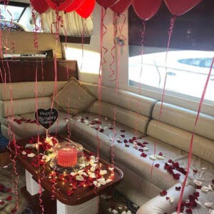 Roses Petals with balloons for Yacht