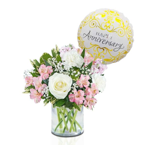 Pink and White Anniversary Balloon